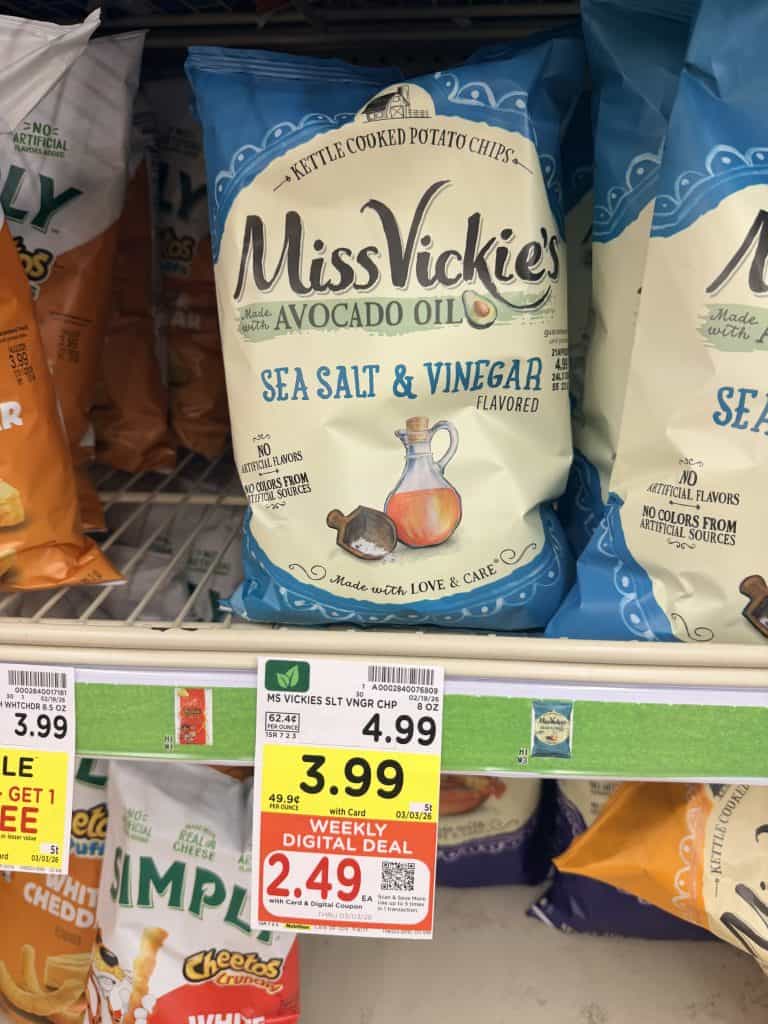 Smartfood, Lay's Baked and Miss Vickies Kroger Shelf Image