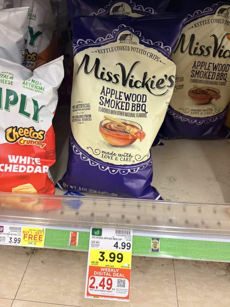 Smartfood, Lay's Baked and Miss Vickies Kroger Shelf Image