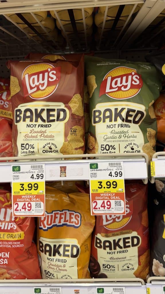 Smartfood, Lay's Baked and Miss Vickies Kroger Shelf Image