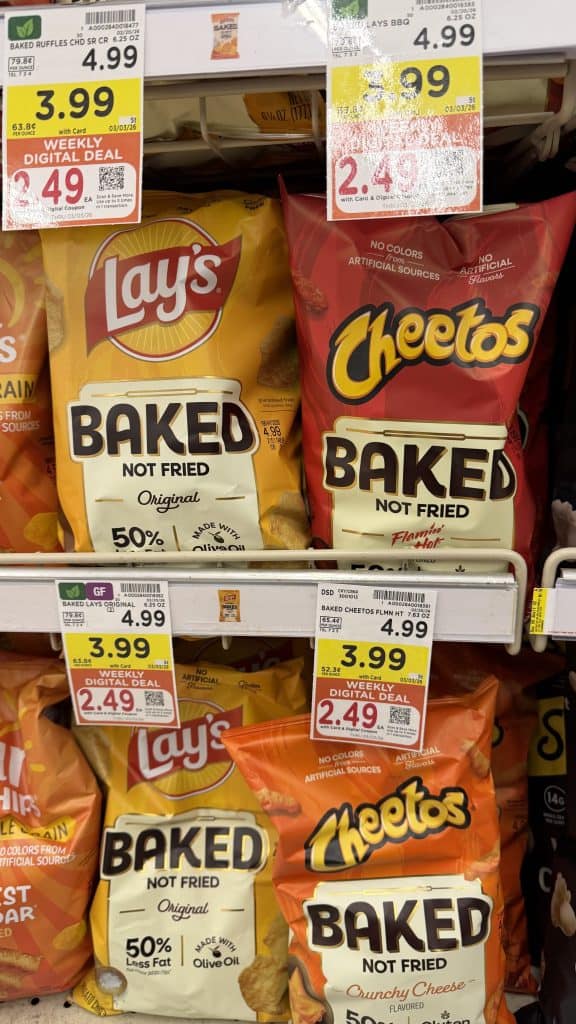 Smartfood, Lay's Baked and Miss Vickies Kroger Shelf Image
