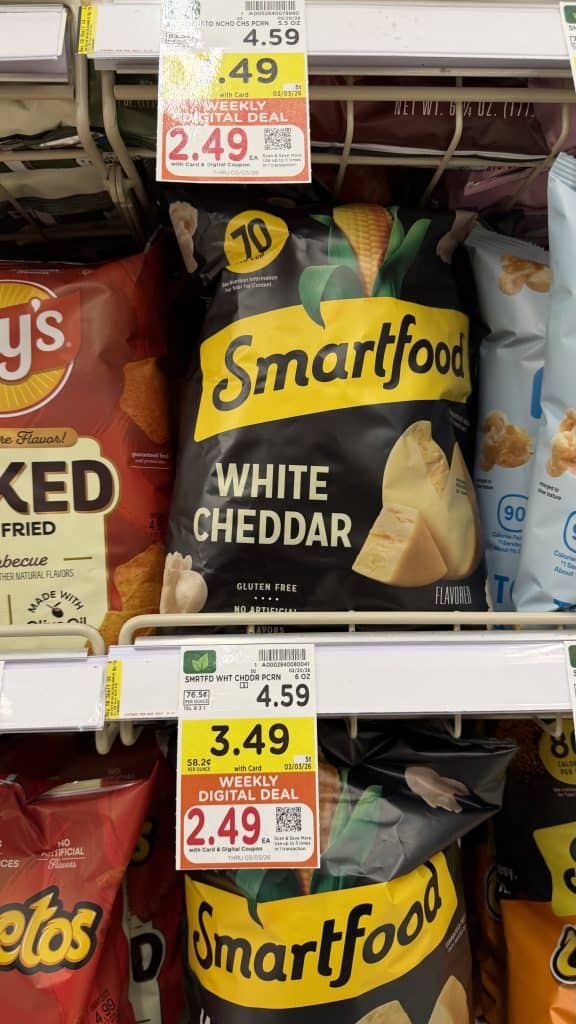Smartfood, Lay's Baked and Miss Vickies Kroger Shelf Image