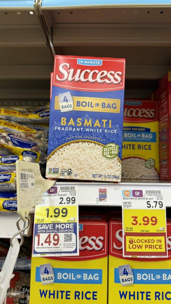 Minute and Success Rice Kroger Shelf Image