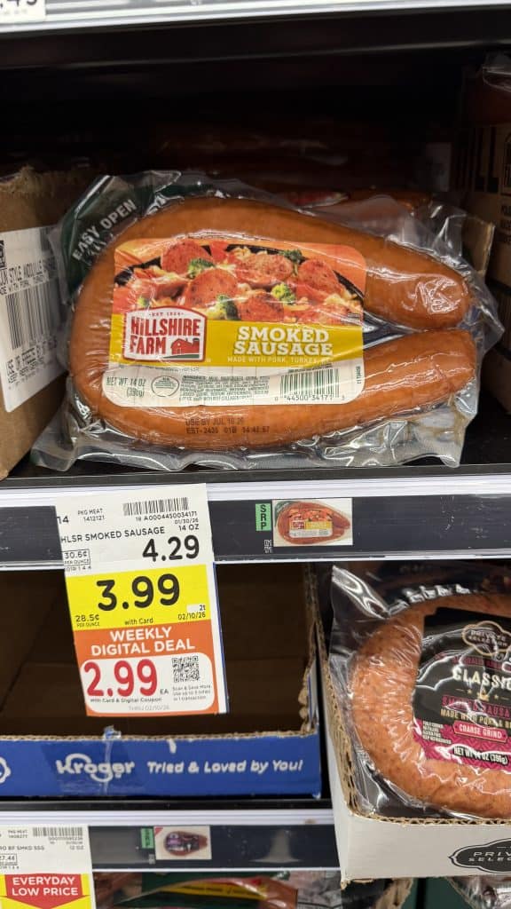 hillshire farm sausage kroger shelf image (1)