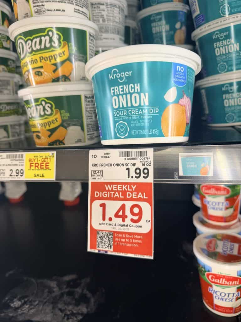 kroger cottage cheese, dips and sour cream kroger shelf image (1)