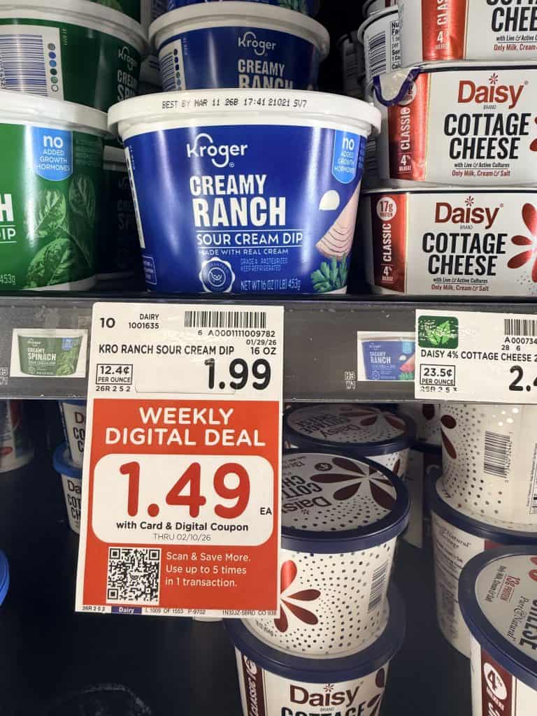 kroger cottage cheese, dips and sour cream kroger shelf image (1)
