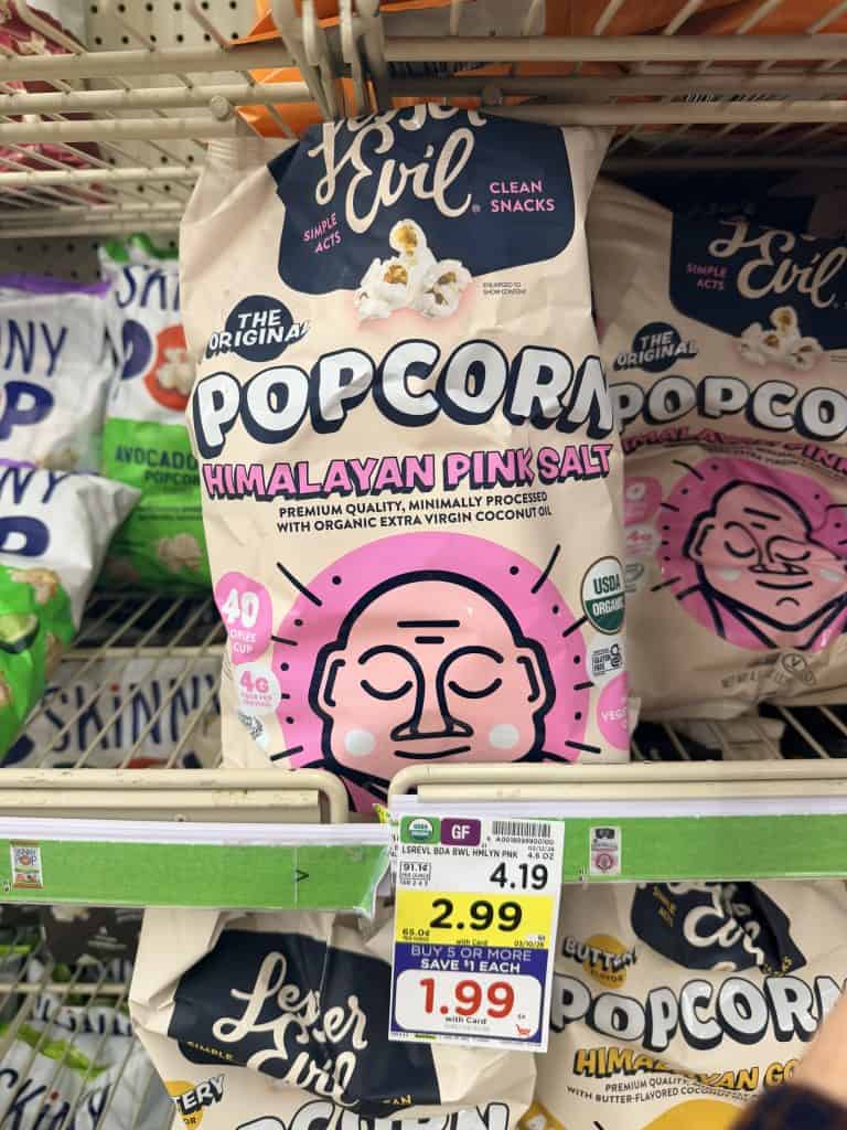 lesser evil popcorn kroger shelf image
