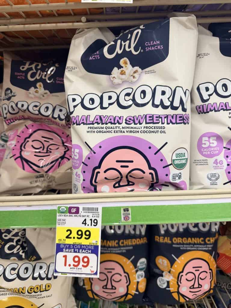 lesser evil popcorn kroger shelf image