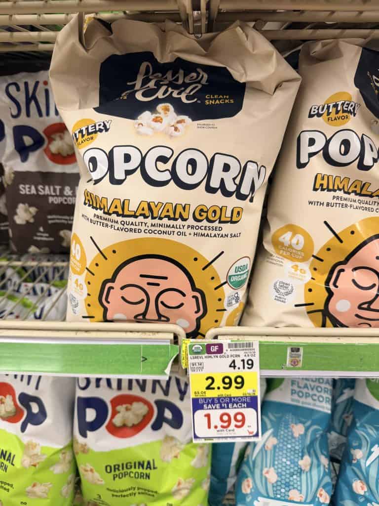 lesser evil popcorn kroger shelf image