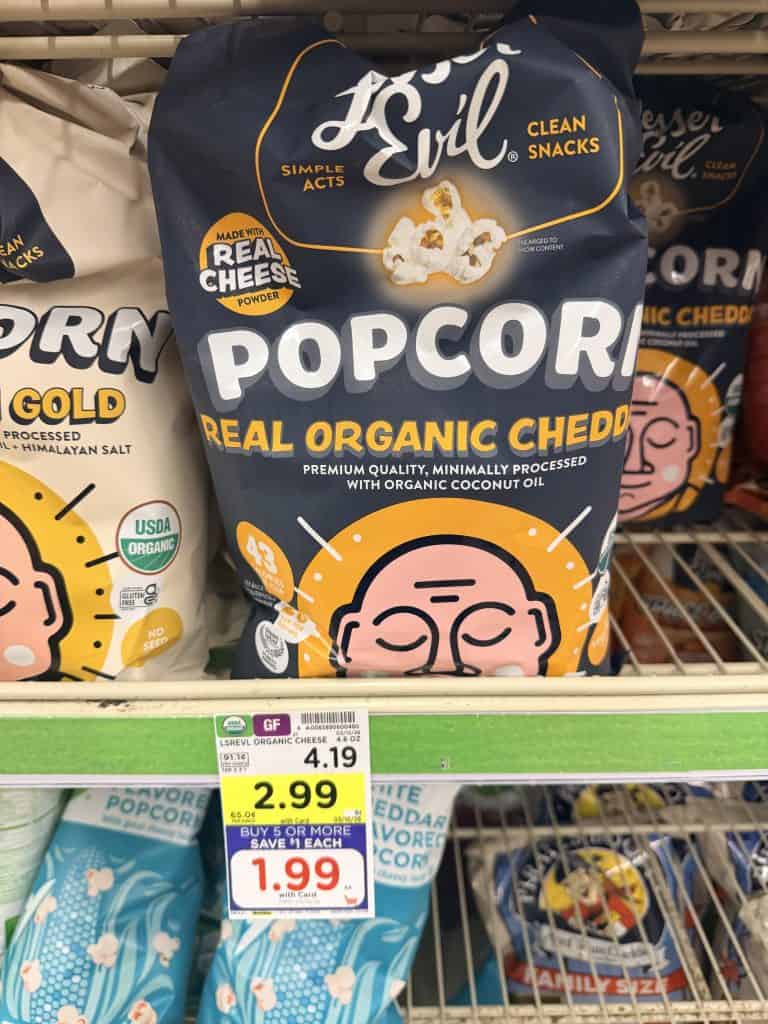 lesser evil popcorn kroger shelf image