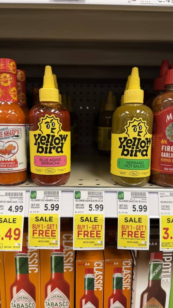 yellow bird hot sauce kroger shelf image