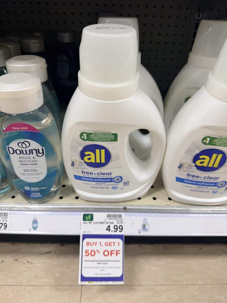 All and Snuggle Laundry Kroger Shelf Image