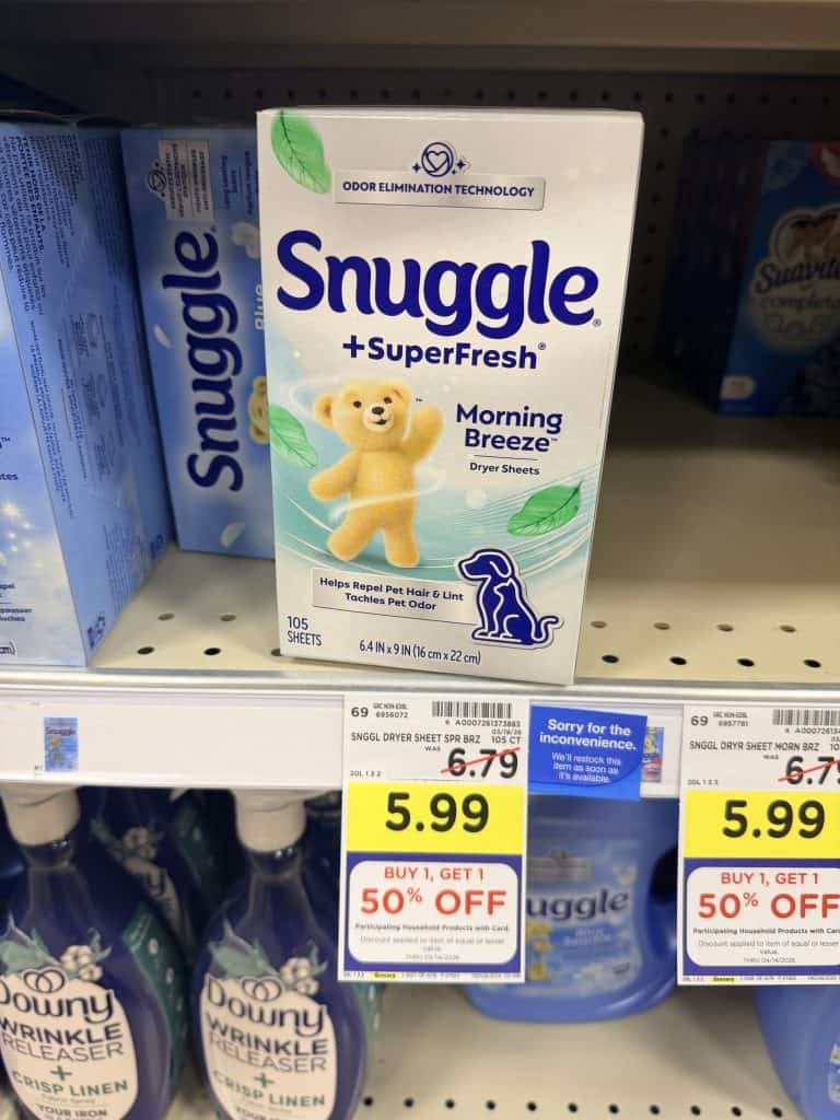All and Snuggle Laundry Kroger Shelf Image
