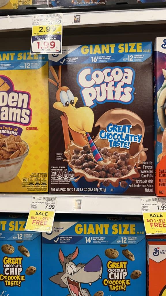 General Mills Giant Size Cereals Kroger Shelf Image