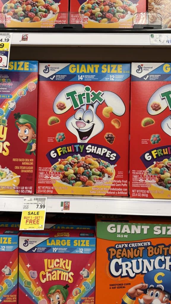 General Mills Giant Size Cereals Kroger Shelf Image