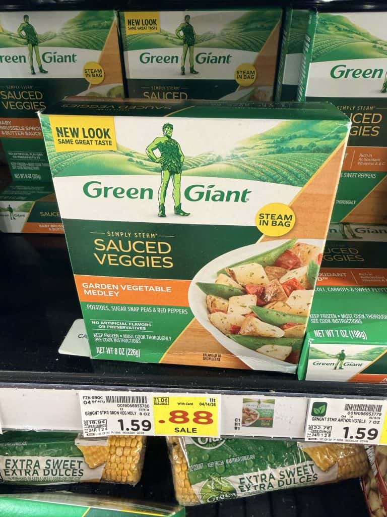 Green Giant and Kroger Frozen Vegetables shelf image