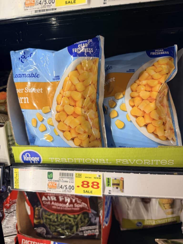 Green Giant and Kroger Frozen Vegetables shelf image