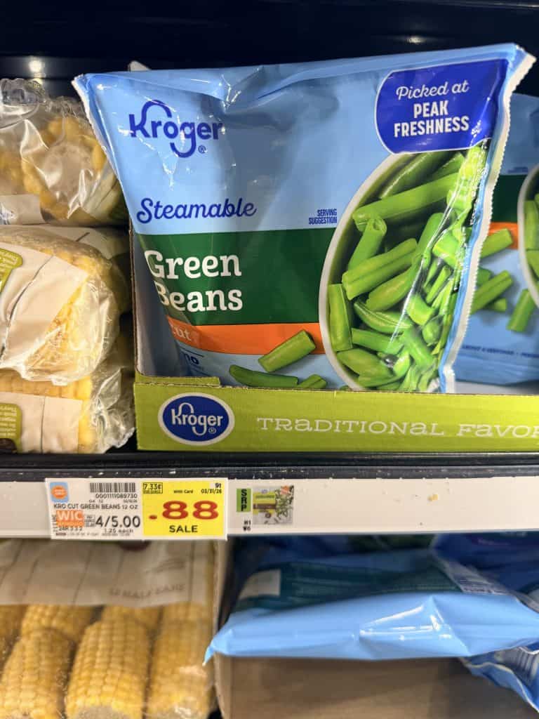 Green Giant and Kroger Frozen Vegetables shelf image