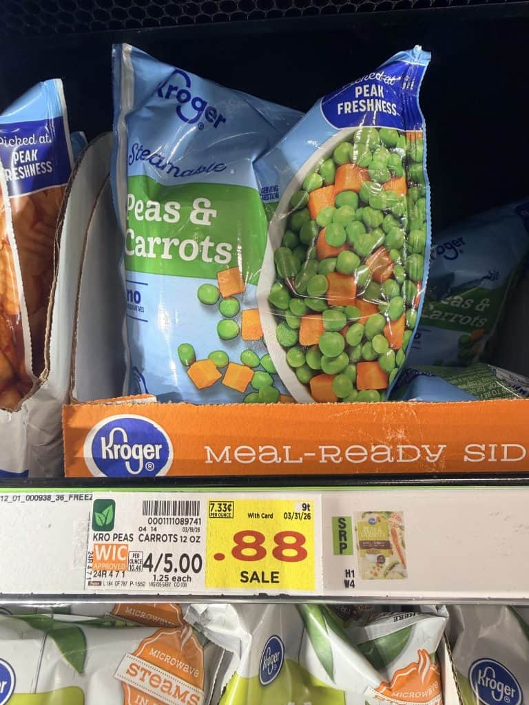 Green Giant and Kroger Frozen Vegetables shelf image