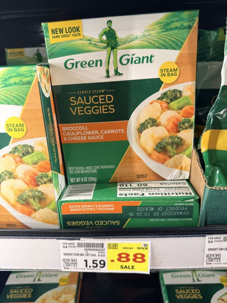 Green Giant and Kroger Frozen Vegetables shelf image