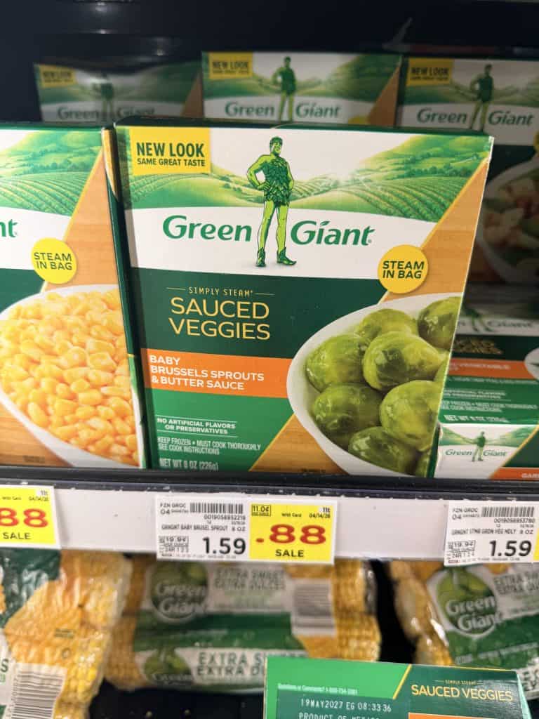 Green Giant and Kroger Frozen Vegetables shelf image