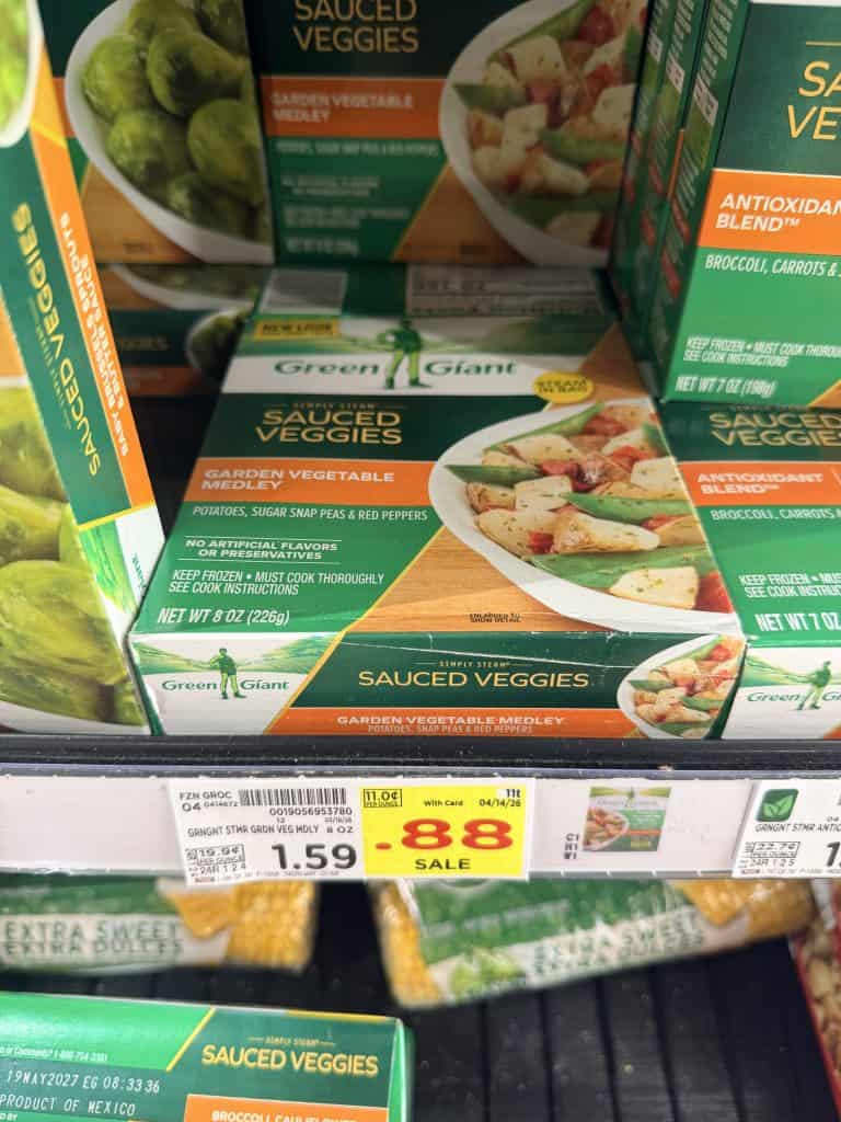 Green Giant and Kroger Frozen Vegetables shelf image