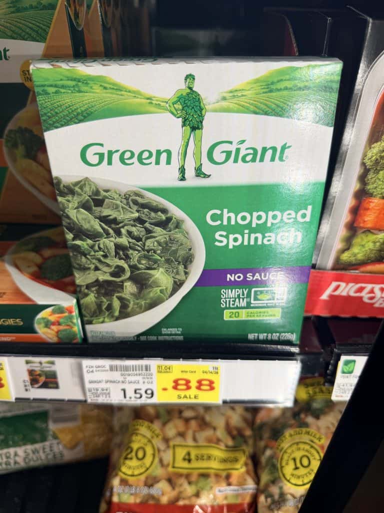 Green Giant and Kroger Frozen Vegetables shelf image
