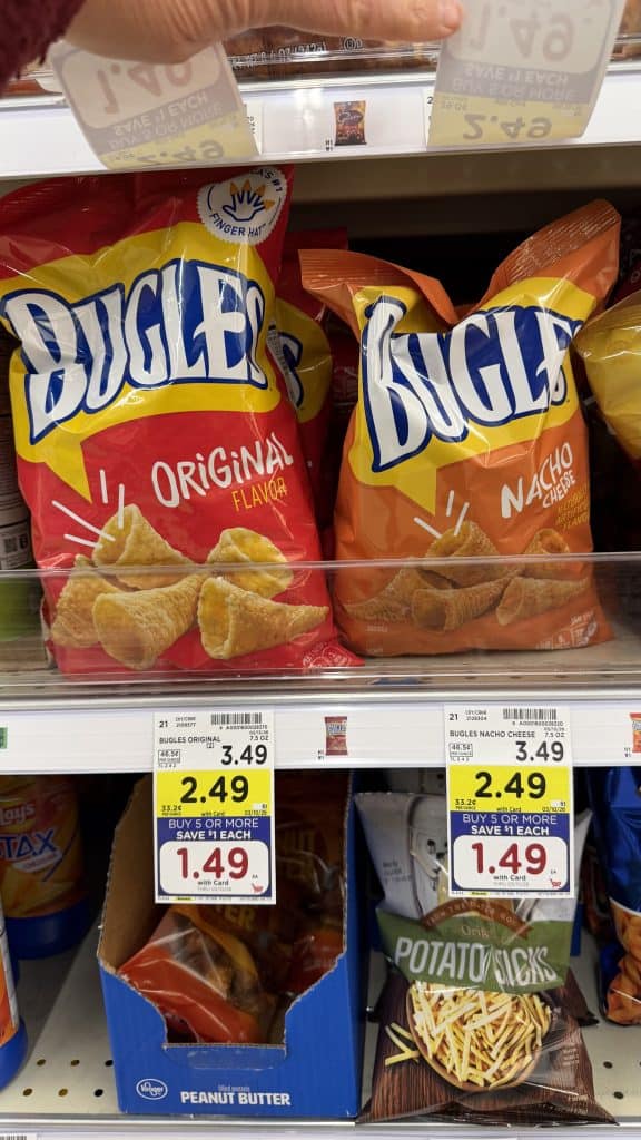 Chex mix, bugles gardetttos kroger shelf image