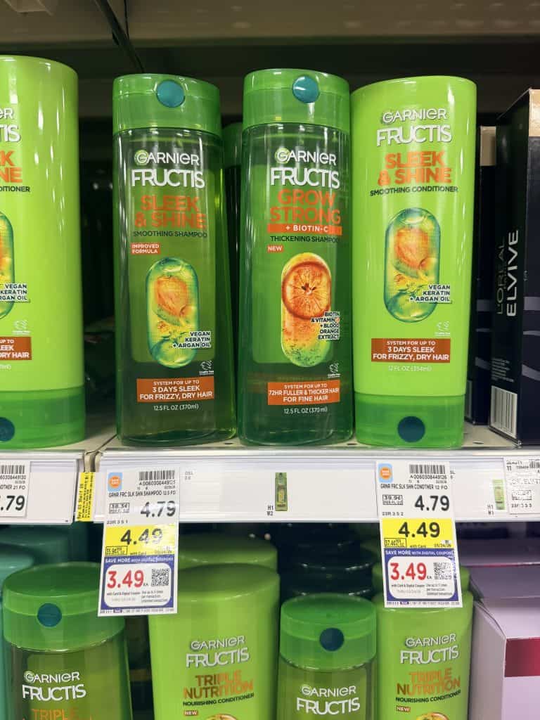 Garnier Fructis Shampoo and Conditioner Kroger Shelf Image
