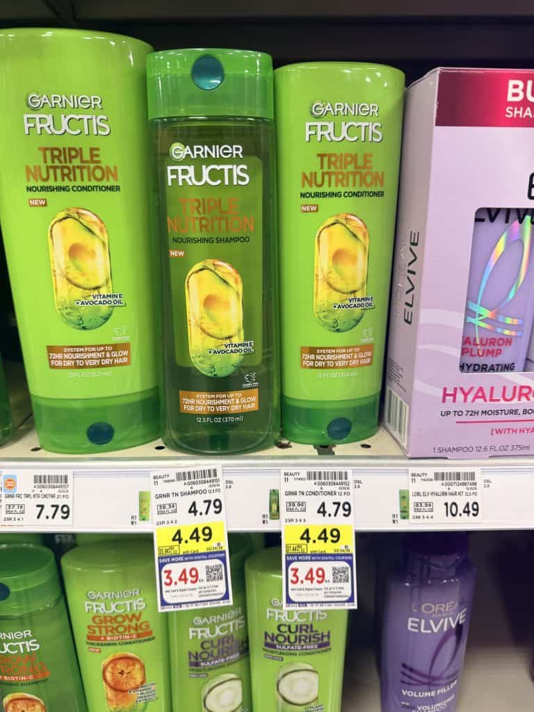 Garnier Fructis Shampoo and Conditioner Kroger Shelf Image