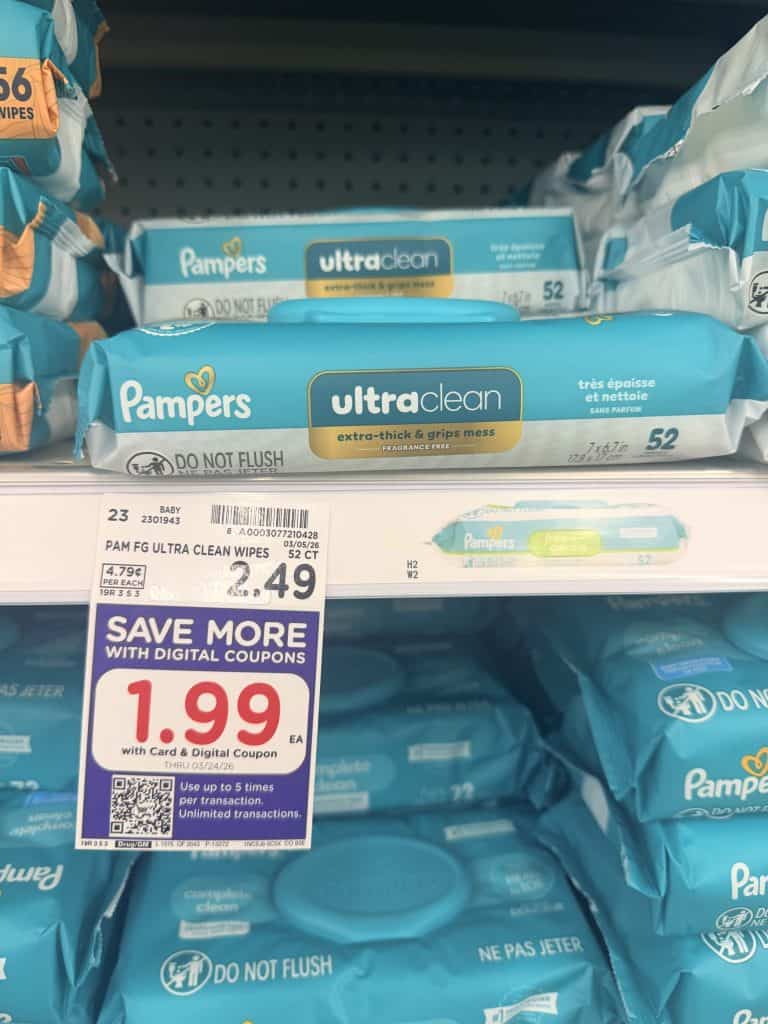 Pamper wipes kroger shelf image