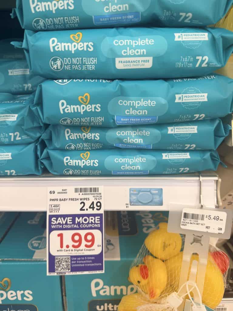 Pamper wipes kroger shelf image