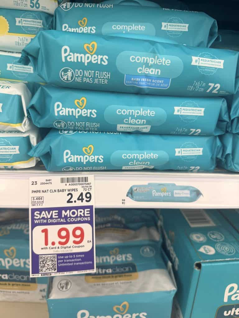 Pamper wipes kroger shelf image