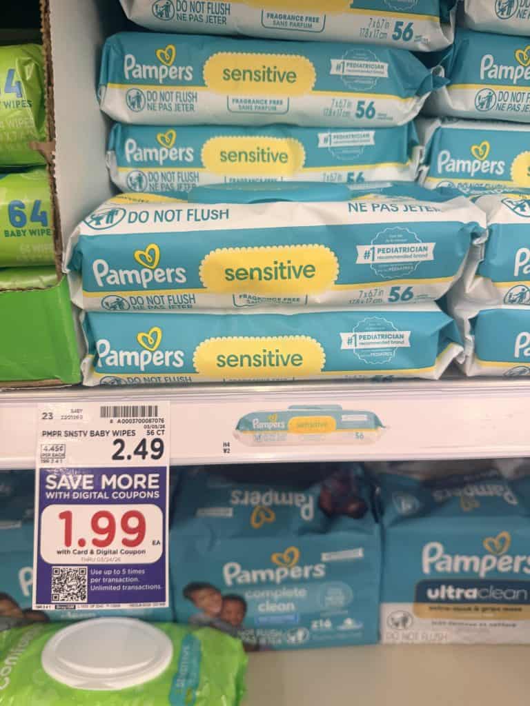 Pamper wipes kroger shelf image