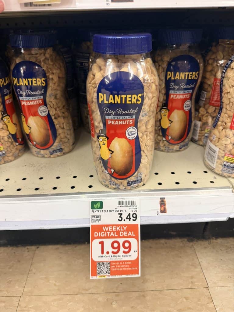 Planters Peanuts Kroger shelf image
