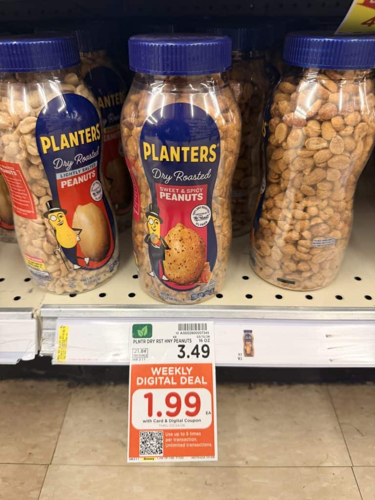 Planters Peanuts Kroger shelf image