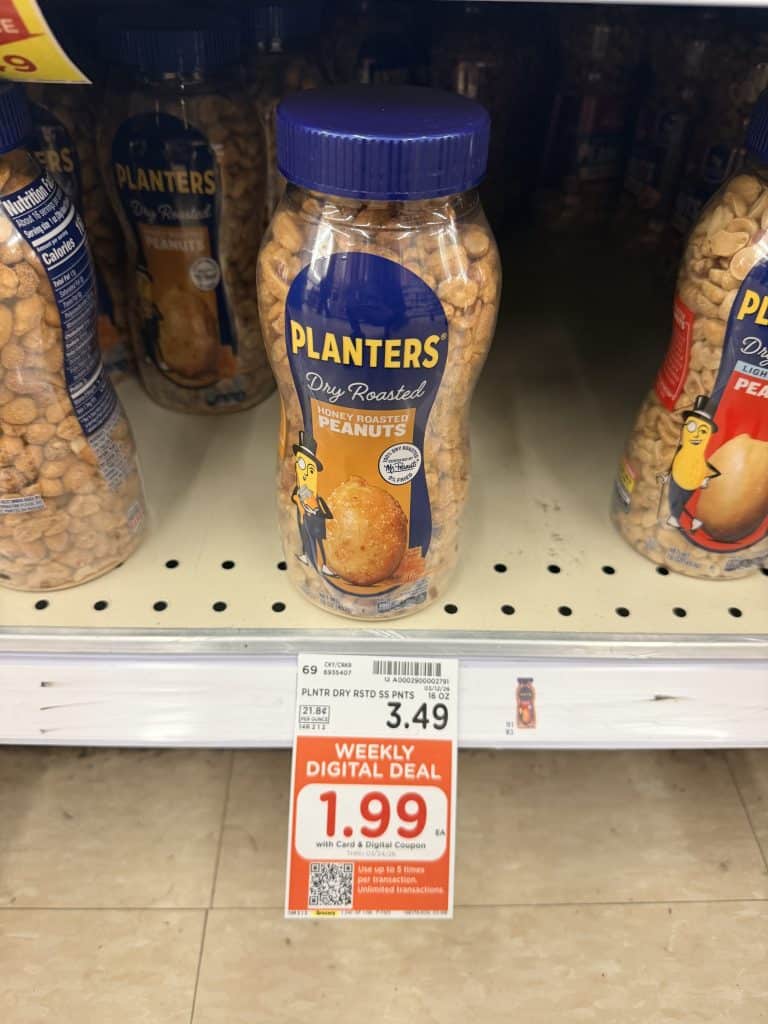 Planters Peanuts Kroger shelf image