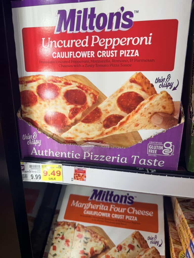 Milton's Cauliflower Crust Pizza Kroger Shelf Image