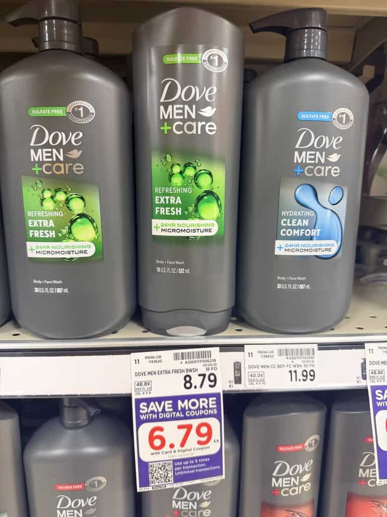 Dove Men Body wash Kroger shelf image