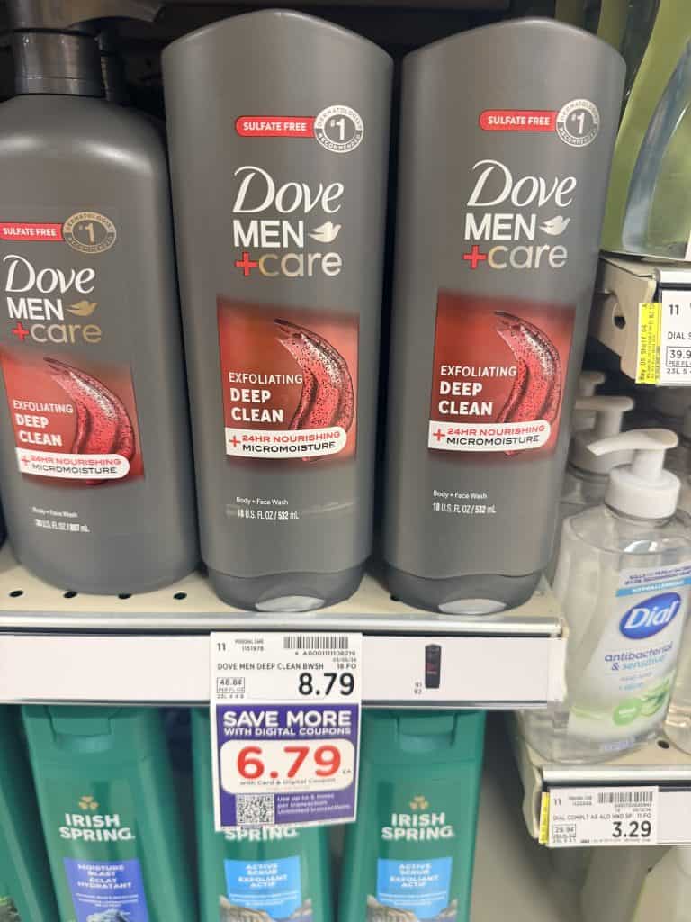 Dove Men Body wash Kroger shelf image