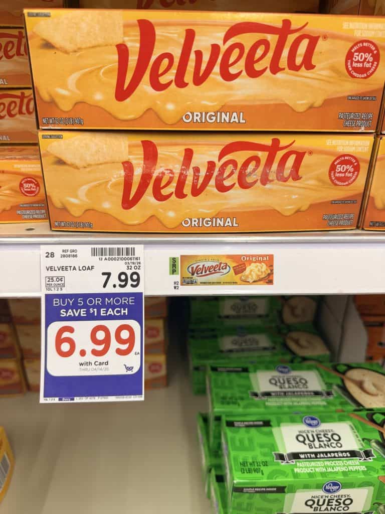 Velveeta Blocks Kroger shelf image