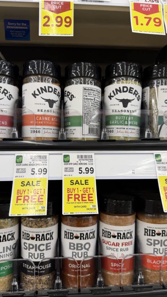 kinder's seasonings kroger shelf image