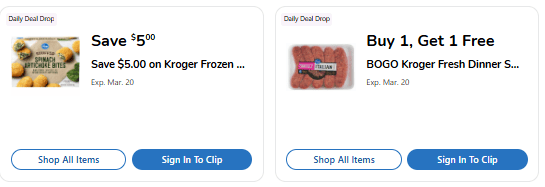Kroger Daily Deal drop coupons