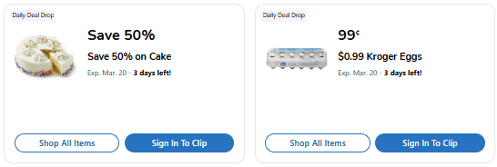 Kroger Daily Deal drop coupons
