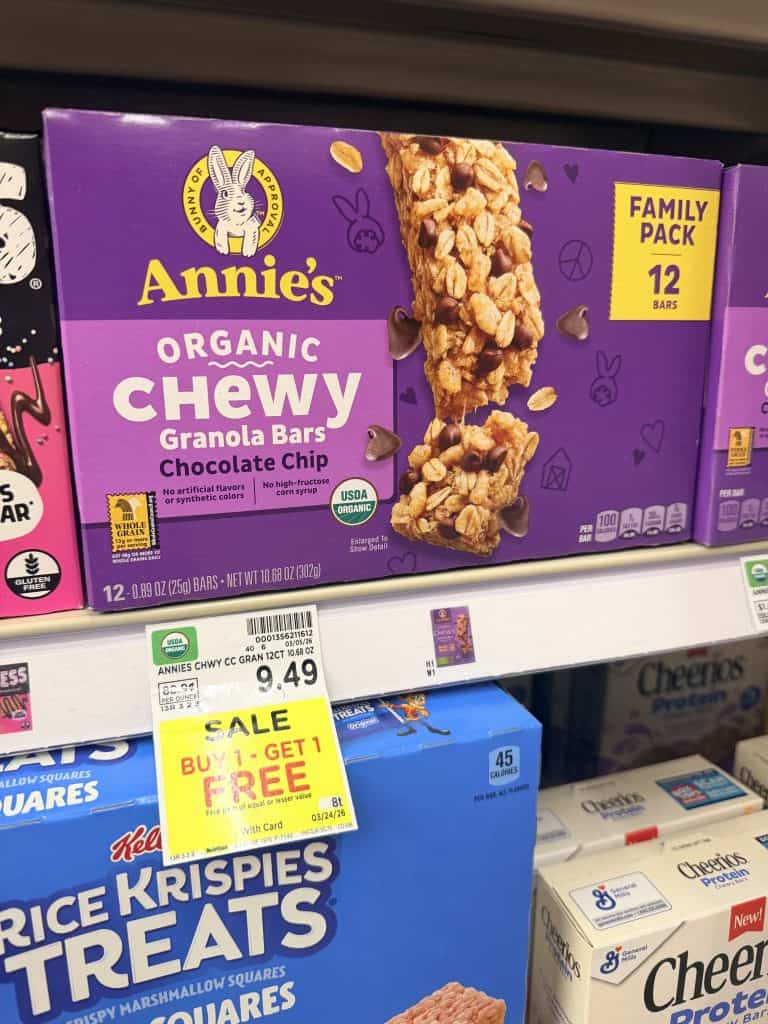 annie's granola bars kroger shelf image