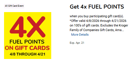 4x fuel points kroger