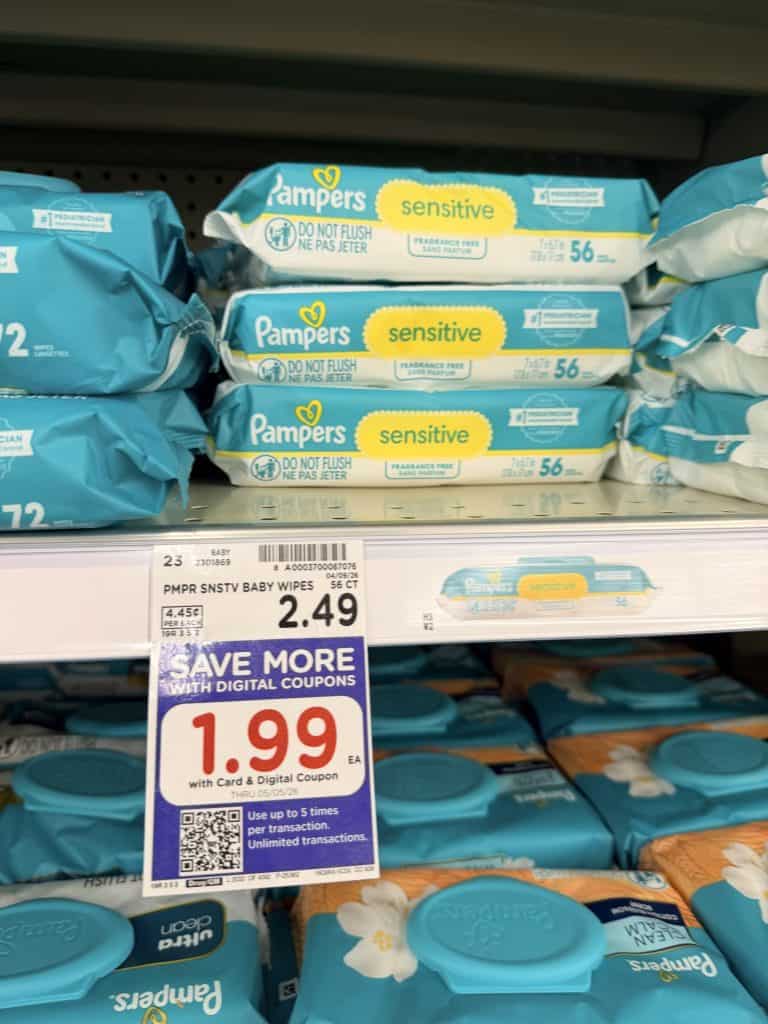 Huggies and Pampers Wipes Kroger Shelf Image