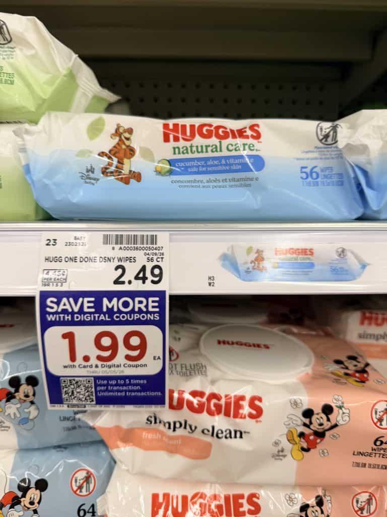 Huggies and Pampers Wipes Kroger Shelf Image