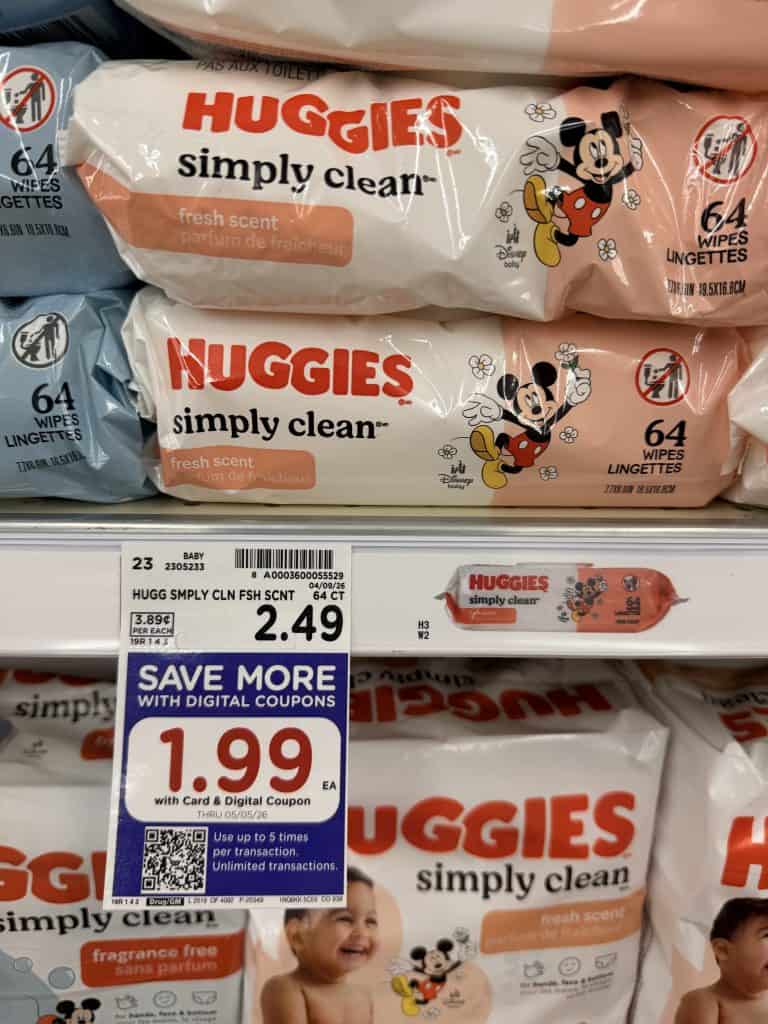 Huggies and Pampers Wipes Kroger Shelf Image