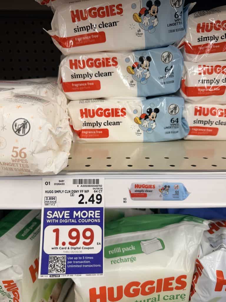 Huggies and Pampers Wipes Kroger Shelf Image