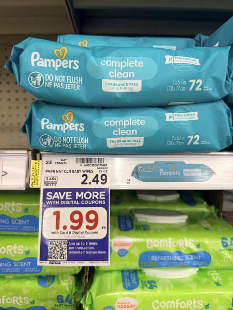 Huggies and Pampers Wipes Kroger Shelf Image